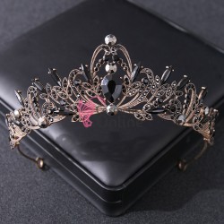 Coroana eleganta pentru mireasa CR014NN Bronz cu cristale negre